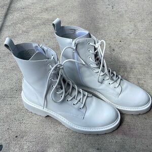 Size 9 Steve Madden White Combat Boots. Brand new, never worn